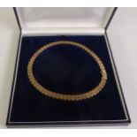 9CT GOLD BRICK LINK COLLARETTE NECKLACE, five rows of brick links, Birmingham 1992, 41.5cm long,