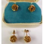 PAIR OF 9CT GOLD ROSE STUD EARRINGS, with post fittings, import Sheffield 1992, 8mm diameter, and