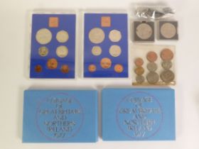 TWO COINAGE OF GREAT BRITAIN AND NORTHERN IRELAND 1977 COIN SETS, a PACK OF PRE-DECIMAL COINAGE, TWO