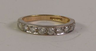 9CT GOLD WHITE STONE HALF HOOP RING, set with round-cut white stones, London 1993, ring size L, 2.2g