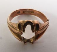 9ct GOLD DRESS RING, with vacant setting and cut shank, ring size ‘Q’, 4.6gms