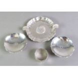GEORGE VI PAIR OF FLOWER HEAD SHAPED SILVER SMALL DISHES BY ROBERTS & BELK, each with engraved