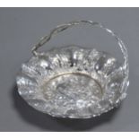 EARLY VICTORIAN SILVER BON-BON DISH chased with foliate scrollwork and flowers, centred with a