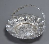 EARLY VICTORIAN SILVER BON-BON DISH chased with foliate scrollwork and flowers, centred with a