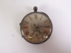 D. KISSENISKI, EDINBURGH, LARGE ENGRAVED SILVER CASED OPEN FACE POCKET WATCH, with keywind single