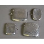 FOUR VICTORIAN AND LATER ENGRAVED SILVER VESTA CASES, including one engraved ‘MINIHAHA, 1899’, 2.