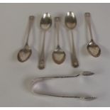 SET OF FIVE GEORGE V SILVER COFFEE SPOONS, with shell embossed tops, Sheffield 1911, together with a
