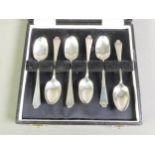 CASED SET OF SIX SILVER TREFID COFFEE SPOONS, Birmingham 1890, 2.07ozt