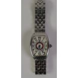 FRANCK MULLER, GENEVE, 'VEGAS 5850' GENTLEMAN'S STAINLESS STEEL TONNEAU FORM WRIST WATCH, with