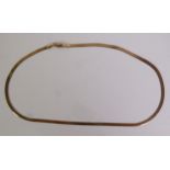 9CT GOLD HERRINGBONE CHAIN NECKLACE, import Birmingham 1987, 45.5cm long, 5.4g