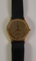 OMEGA SEAMASTER GENTS QUARTZ WRIST WATCH, in gold plated case, the gold coloured circular dial