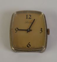 A GENT’S ‘LUCERNE’ SWISS GOLD PLATED MECHANICAL WRISTWATCH, the gold coloured oblong dial with