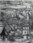 HEW SHIMS (TWENTIETH/ TWENTY FIRST CENTURY) ARTIST SIGNED BLACK AND WHITE LITHOGRAPH ‘Jerusalem’