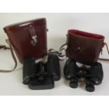 TWO PAIRS OF FIELD BINOCULARS IN BROWN LEATHER CASES, CARL ZEISS ‘JENOPTEM’ 10 X 50, and ROSS ‘