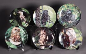 SET OF EIGHT BRADFORD EXCHANGE CHINA COLLECTORS PLATES PRINTED WITH OWLS BY JIM BEAUDOIN, together