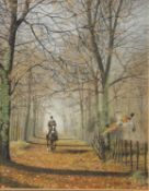 CHRIS SHIELDS (TWENTIETH/ TWENTY FIRST CENTURY) GOUACHE Rider on a bridle path with pheasant