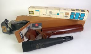 HERTEL & REUSS, KASSEL, GERMAN 25-60 X 60 ‘TELE VACIABEL’ TELESCOPE, in brown leather carrying tube,
