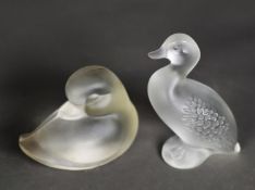 MODERN LALIQUE, FRENCH FROSTED AND MOULDED SMALL MODEL OF A DUCK, modelled standing, 2 ¾” (7cm)