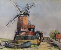 J. NICHOLSON (TWENTIETH/ TWENTY FIRST CENTURY) WATERCOLOUR Clay windmill near Sherringham Signed