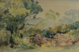 EDWARD BOUVERIE HOYTON (1900-1988) WATERCOLOUR ‘A Grey Morning, Devon’ Signed, titled verso 13 ½”