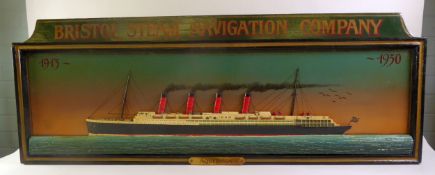 BRISTOL STEAM NAVIGATION COMPANY, MODERN PAINTED WOOD HALF HULL WALL PLAQUE OF THE LINER ‘