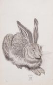 AFTER ALBRECHT DURER BLACK AND WHITE PRINT Seated rabbit, 1502 5” x 3 ¼” (12.7cm x 8.2cm) IN