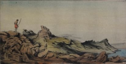 EDWARD BOUVERIE HOYTON(1900-1988) ETCHING IN COLOURS ‘Crow Point, Isles of Scily’ Signed and