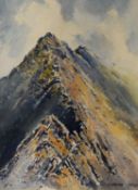 EDWIN GRIEG HALL (1929-2017) WATERCOLOUR ‘Aonach Eagach Ridge, Glencoe’ Signed lower right, labelled