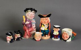 MELBA WARE MR ‘PUNCH’ POTTERY TOBY JUG, together with a BURLINGTON ‘THE SINGER’ TOBY, and FIVE SMALL
