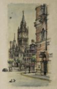 ALBIN TROWSKI (1919-2012) PEN AND WASH Manchester Town Hall from South Street Signed lower right 14”