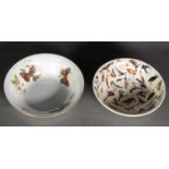 MODERN ROYAL WORCESTER ‘BUTTERFLIES’ PATTERN CHINA BOWL, 3” (7.6cm) high, 10 ¼” (26cm) diameter,