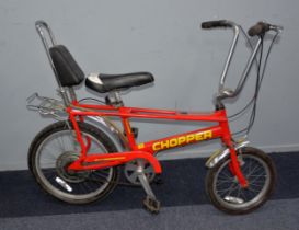 RALEIGH CHOPPER MK III, in red paintwork with outlined yellow decals and Sturmey Archer twist change