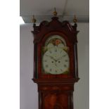 LONGCASE CLOCKS: George III 19th century mahogany north country longcase clock with arched rolling