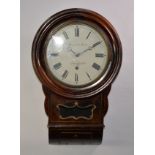 MORATH BROTHERS, LIVERPOOL, BRASS MOUNTED AND INLAID MAHOGANY AND WALNUT CASED DROP DIAL WALL CLOCK,