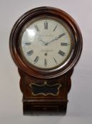 MORATH BROTHERS, LIVERPOOL, BRASS MOUNTED AND INLAID MAHOGANY AND WALNUT CASED DROP DIAL WALL CLOCK,