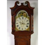 E. BELL & SON, UTTOXETER, GEORGE III LATE 18th CENTURY OAK AND MAHOGANY CROSSBANDED LONGCASE