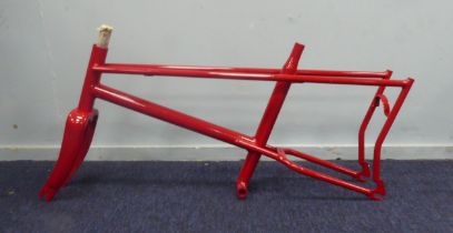 RALEIGH CHOPPER FRAME: freshly red painted frame and forks possibly for a Mk II custom Chopper,