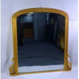 PIER MIRROR: Victorian arched gilt framed pier mirror with harebell border, 54" (137 cm) H