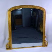 PIER MIRROR: Victorian arched gilt framed pier mirror with harebell border, 54" (137 cm) H