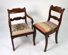 REGENCY DINING CHAIRS, with gadrooned blade backs [6+1]