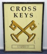 SIGNAGE: Late 20th century Public House sign for 'Cross Keys' an Enterprise Inn Freehouse, 47¼" (115