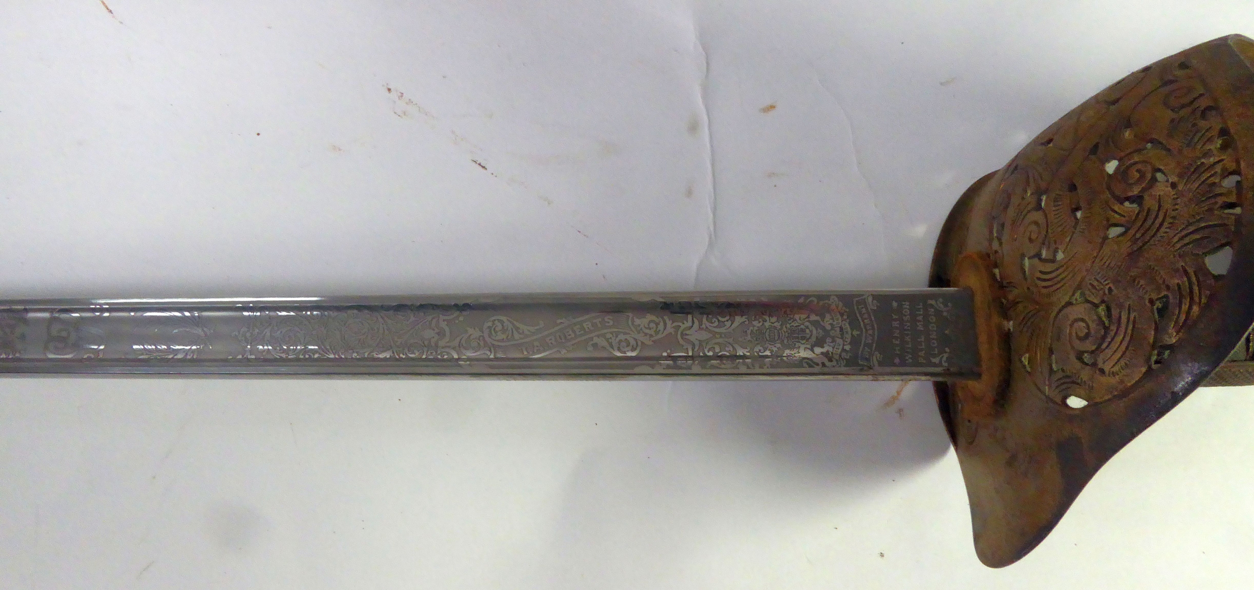 WWI INTEREST: George V 1897 pattern Infantry Officer's Dress Sword, with etched fullered blade - Image 2 of 3