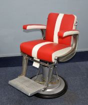 BELMONT APOLLO, Reconditioned vintage Apollo barber chair by Belmont, with red and white