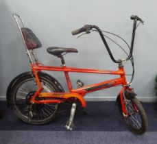 RALEIGH CHOPPER MK III, "The Hot One', in orange red lava paintwork and black mudguards, fitted with