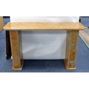 RECONSTITUTED FAWN AND SPECKLED MARBLE SIDE TABLE (140cm x 40cm X 87cm)