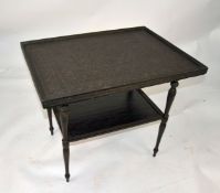 19TH CENTURY ANGLO-INDIAN EBONY TABLE, the tray top supported on screw-in legs, united by a shelf