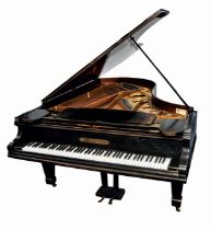C BECHSTEIN, EARLY TWENTIETH CENTURY EBONISED MAHOGANY CASED SEMI-CONCERT GRAND PIANO, with square
