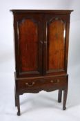 GEORGE III 18th CENTURY OAK SPICE CABINET OR APOTHECARY'S CHEST, on stand, the upper portion with