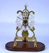 LATE VICTORIAN BRASS SKELETON CLOCK WITH CHAIN-DRIVEN FUSEE MOVEMENT with pendulum, pierced and