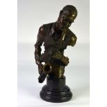 POST-WAR BRONZE REPLICA OF THE SAXOPHANIST CHARLIE PARKER, bearing signature PINO, on a MARBLE